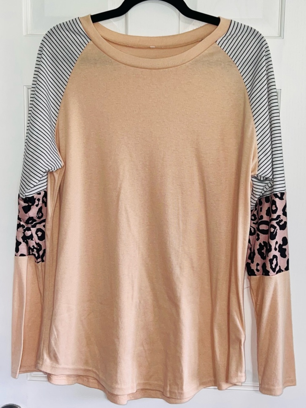 Women XL Block Leopard Tunic Long Sleeve